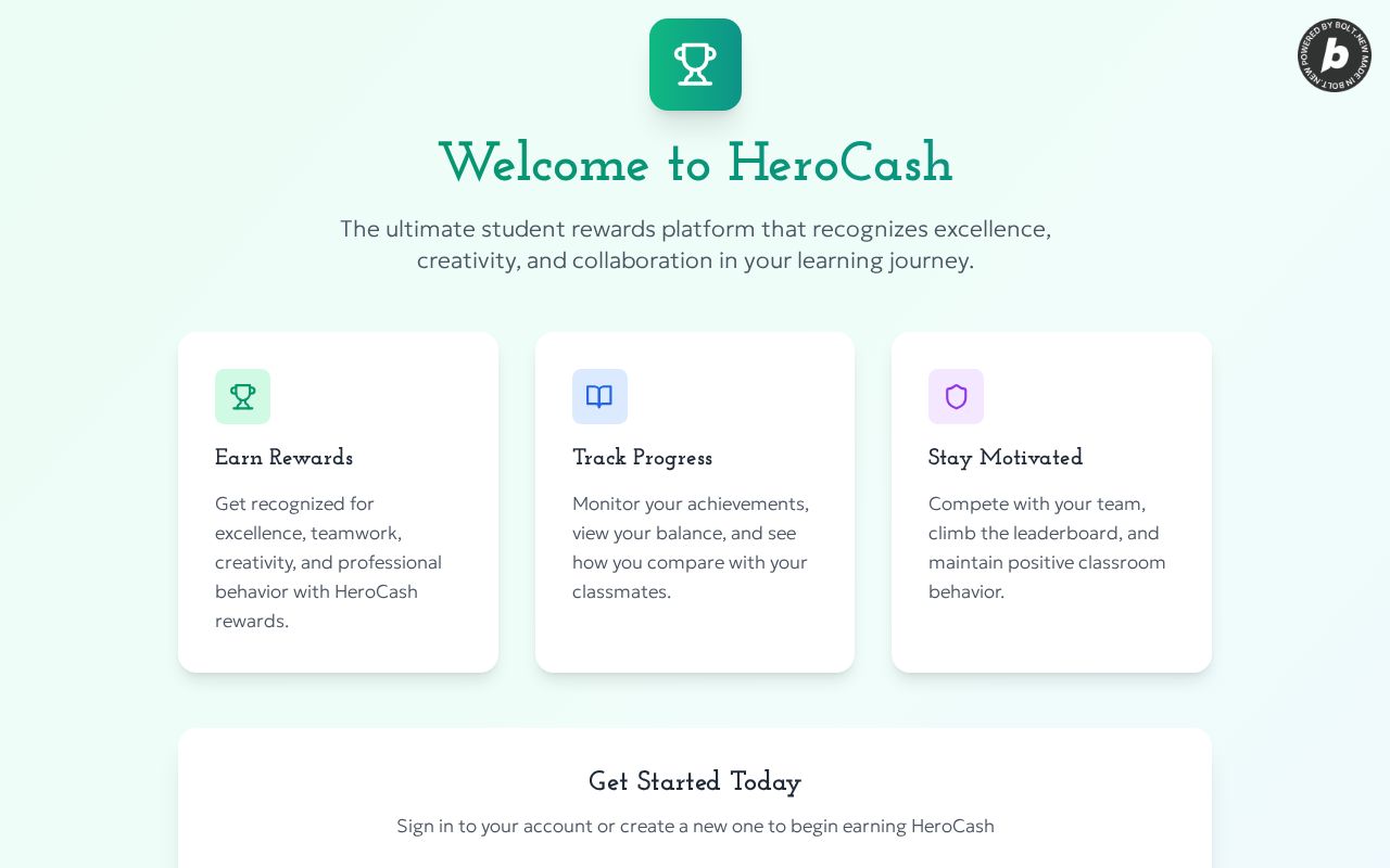 Preview of HeroCash Student Rewards Platform