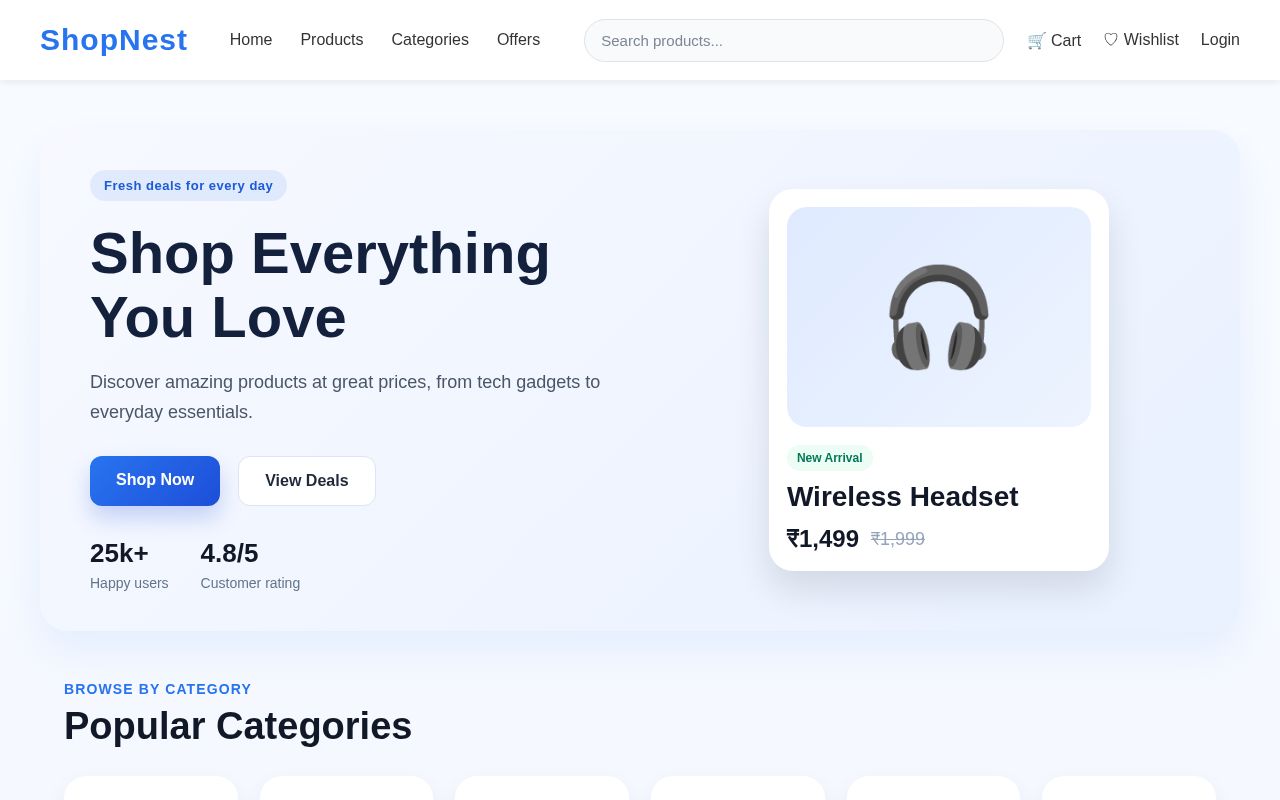 Preview of Shopnest Ecommerce Platform