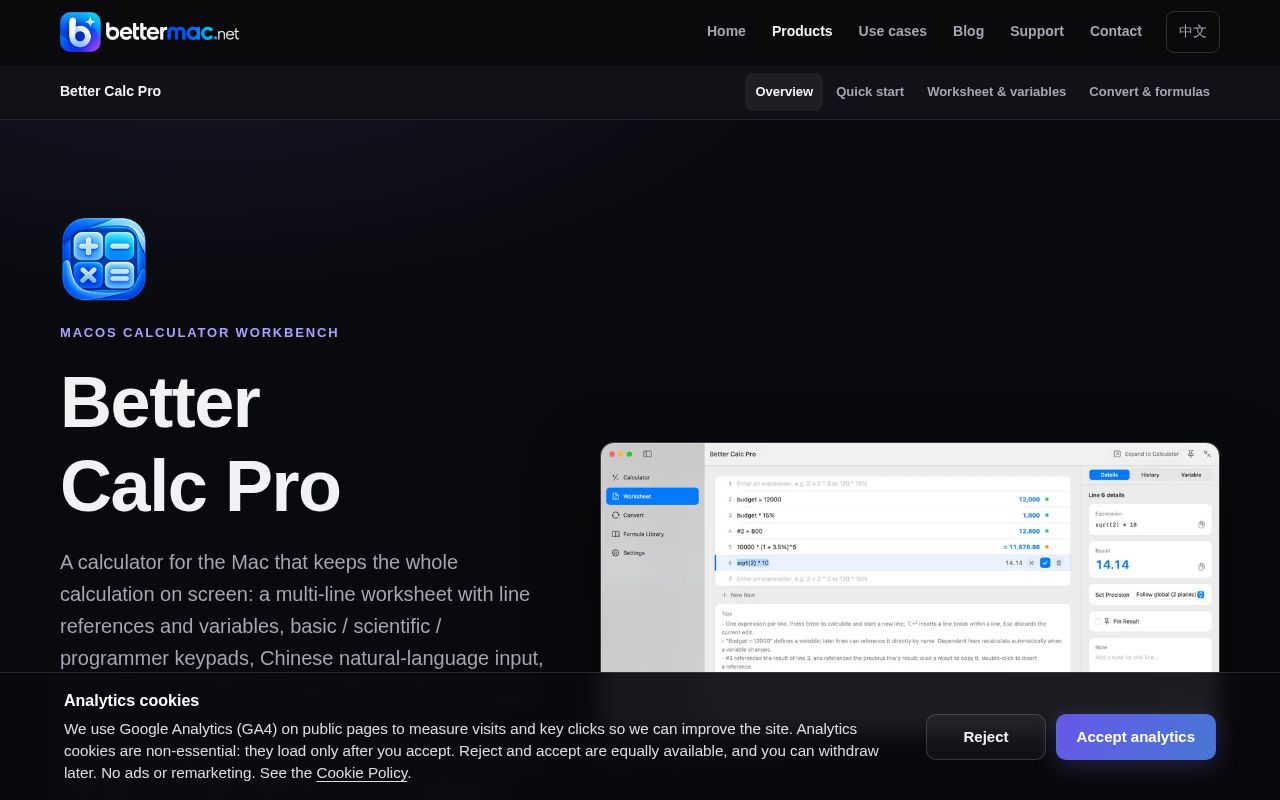Preview of Better Calc Pro