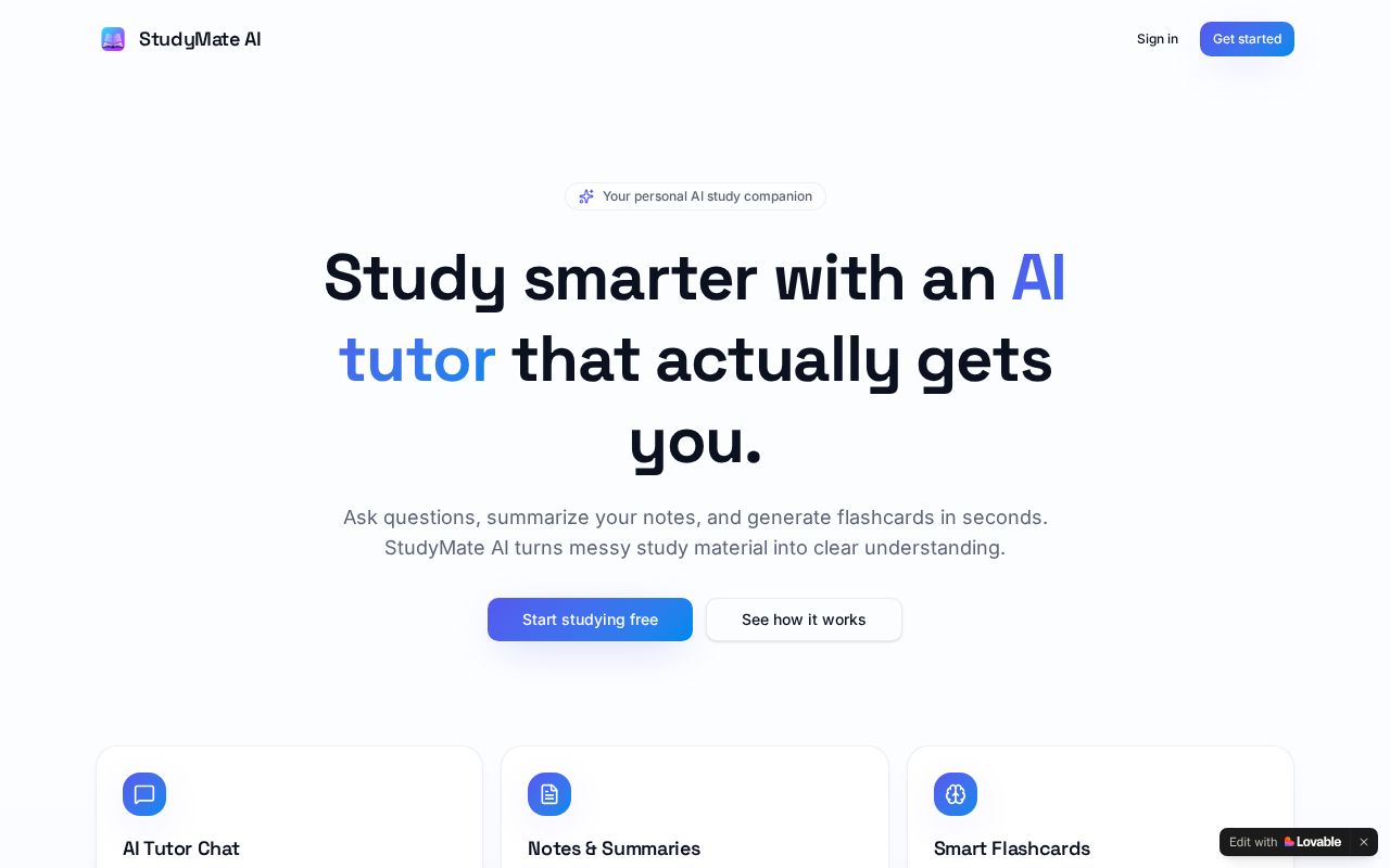 Preview of StudyMate AI