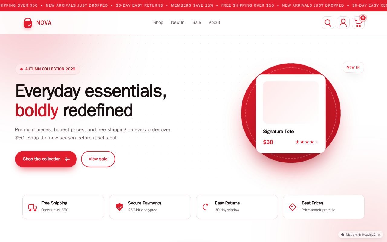 Preview of Red & White E-Commerce Shop — Responsive