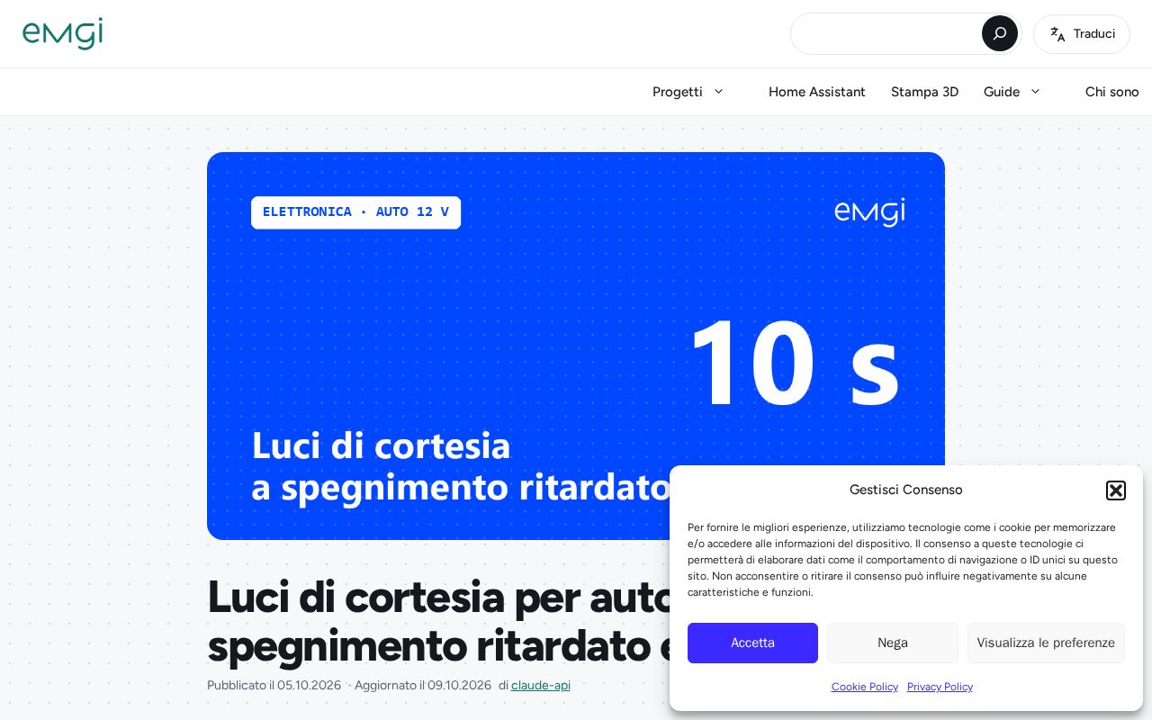 Preview of Luci Cortesia Auto Spegnimento Ritardato