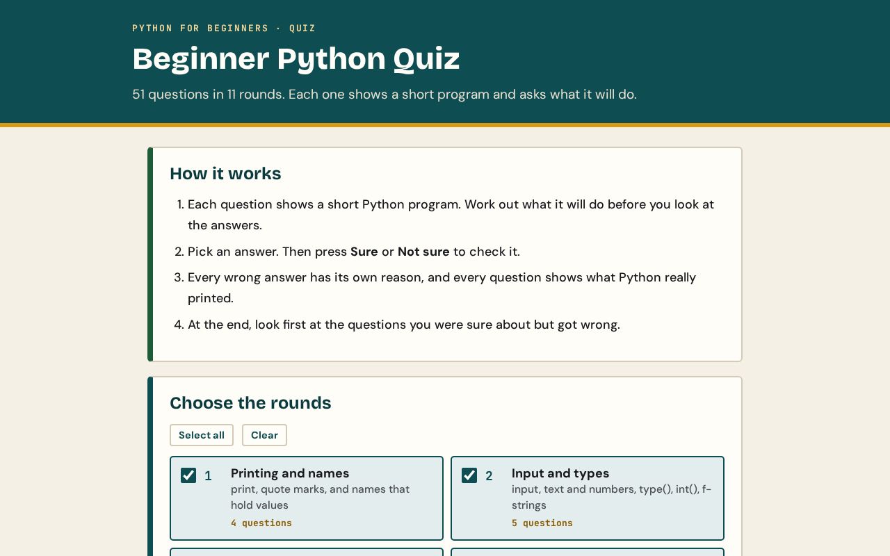 Preview of Beginner Python Quiz