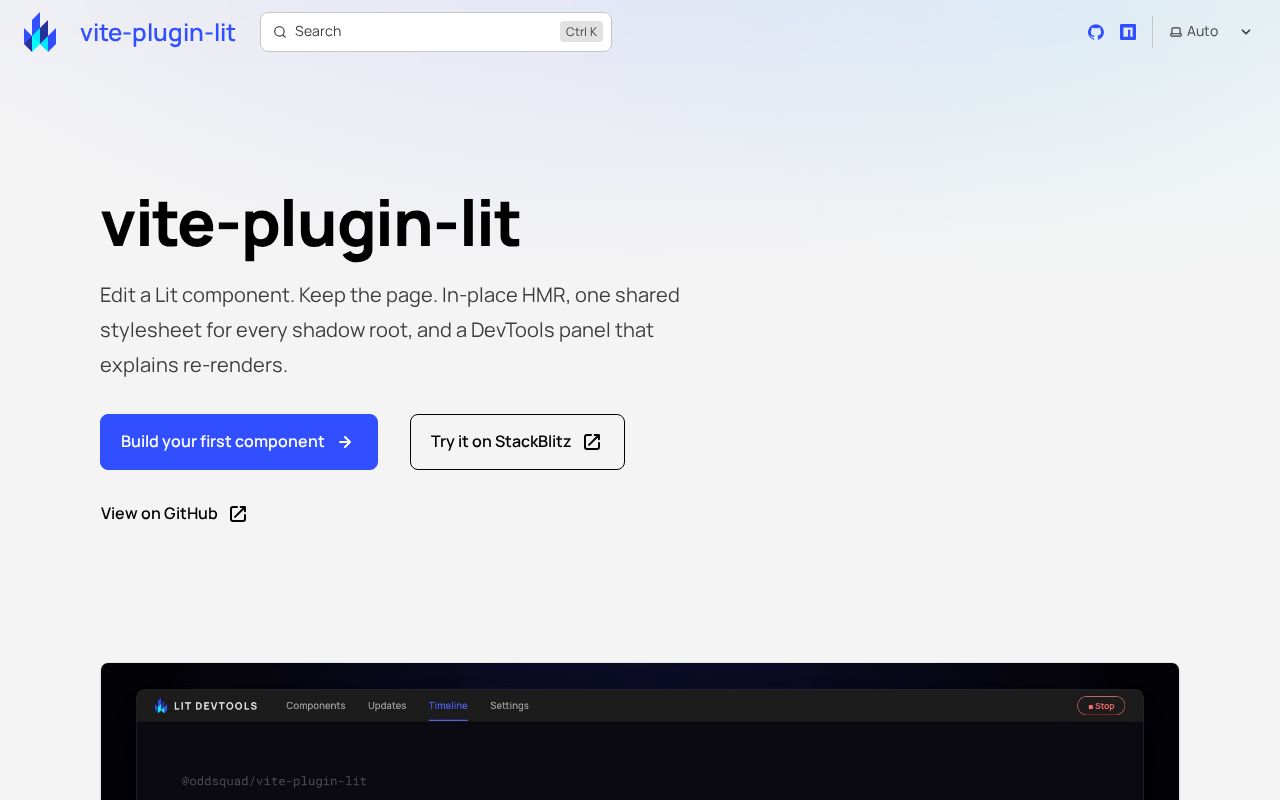 Preview of Vite Plugin Lit