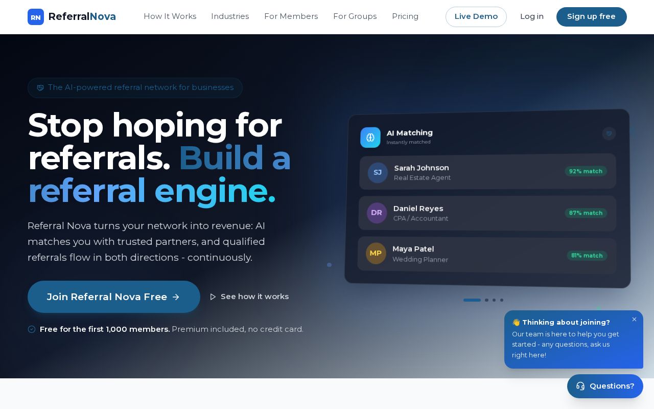 Preview of Referral Nova - AI-Powered Referral Networking Platform