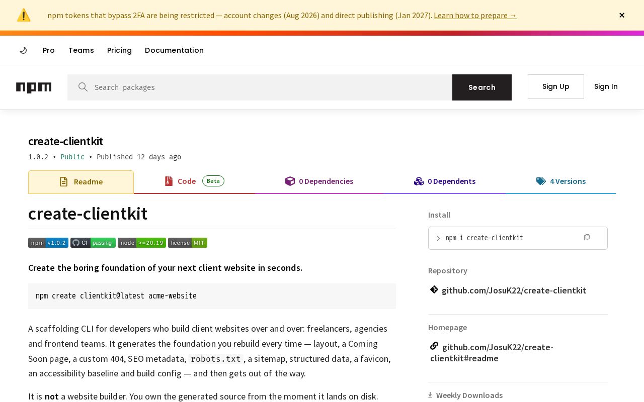 Preview of Create Clientkit