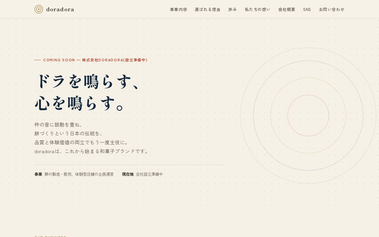 Preview of doradora (mochi shop) corporate site