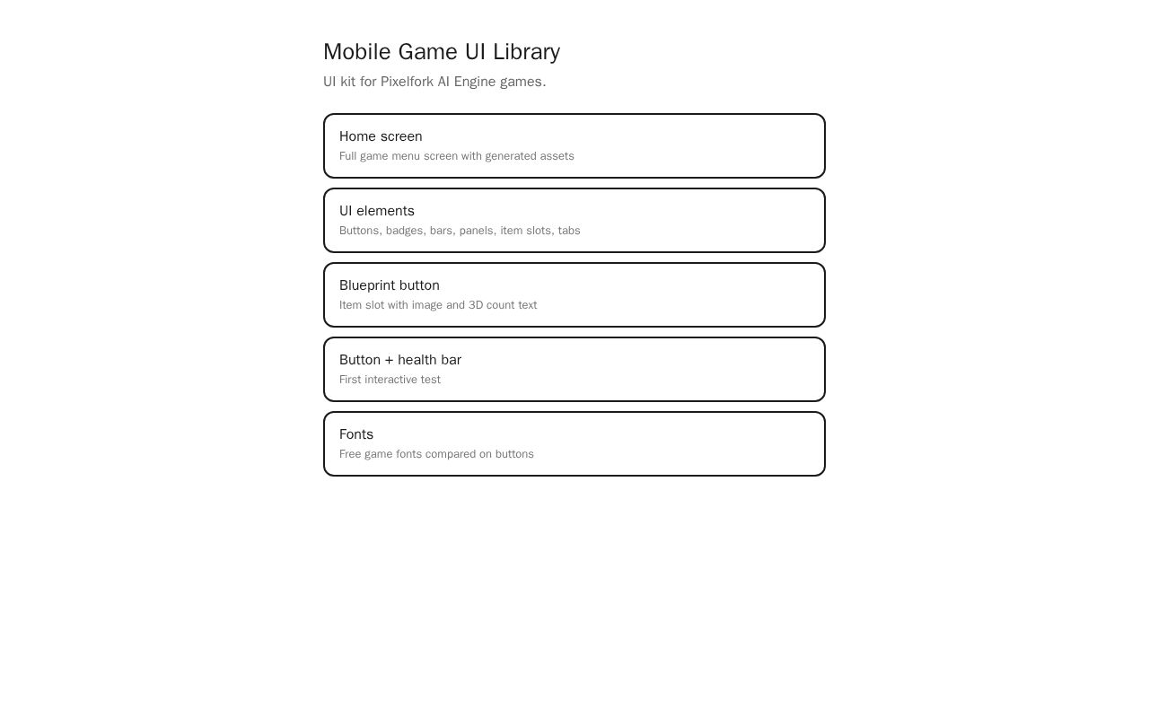 Preview of Mobile Game Ui Library