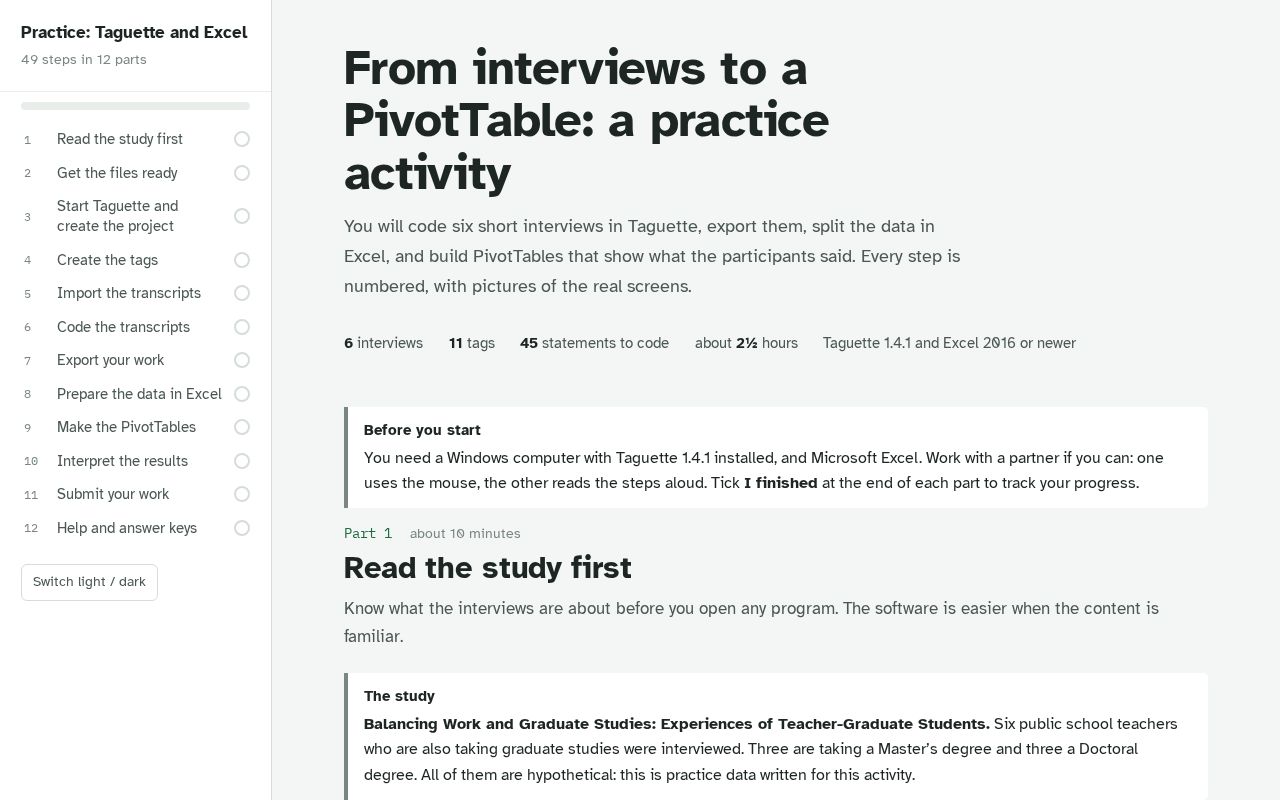 Preview of Taguette Excel Activity