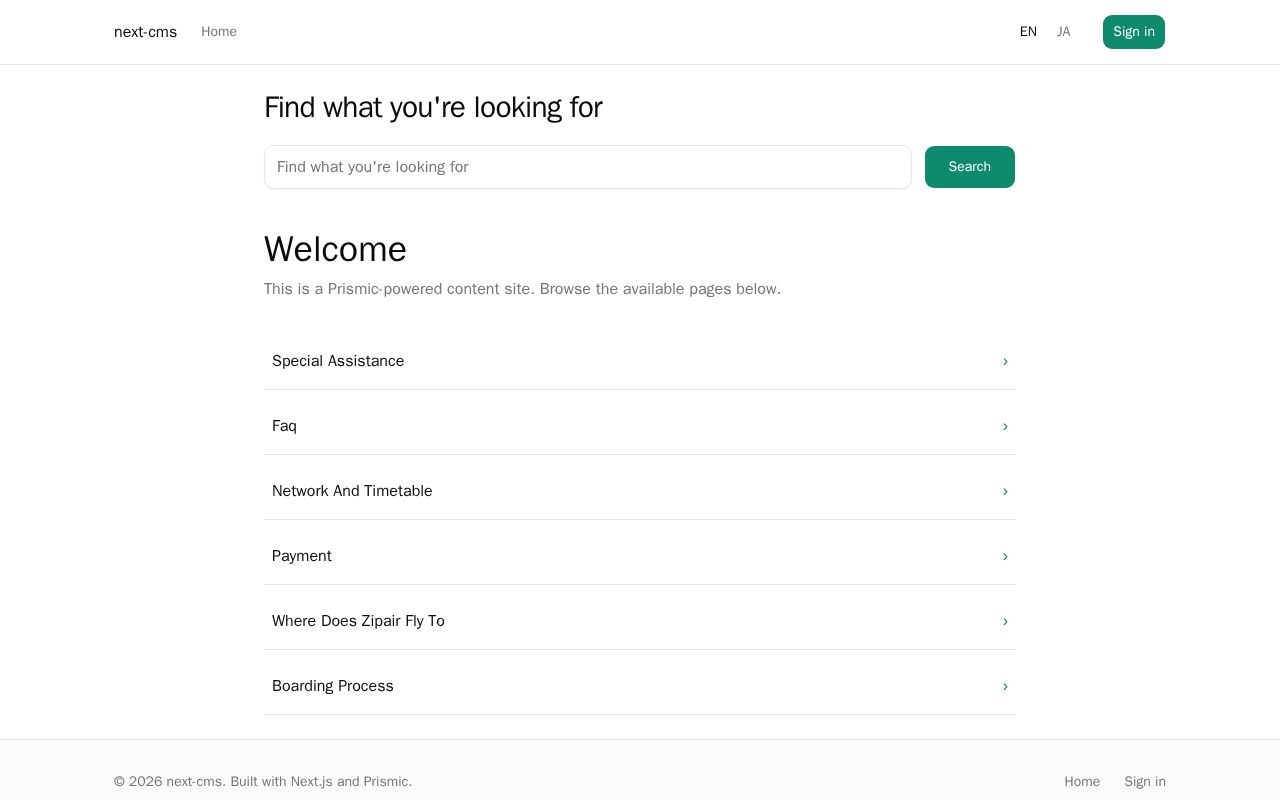 Preview of Next Cms