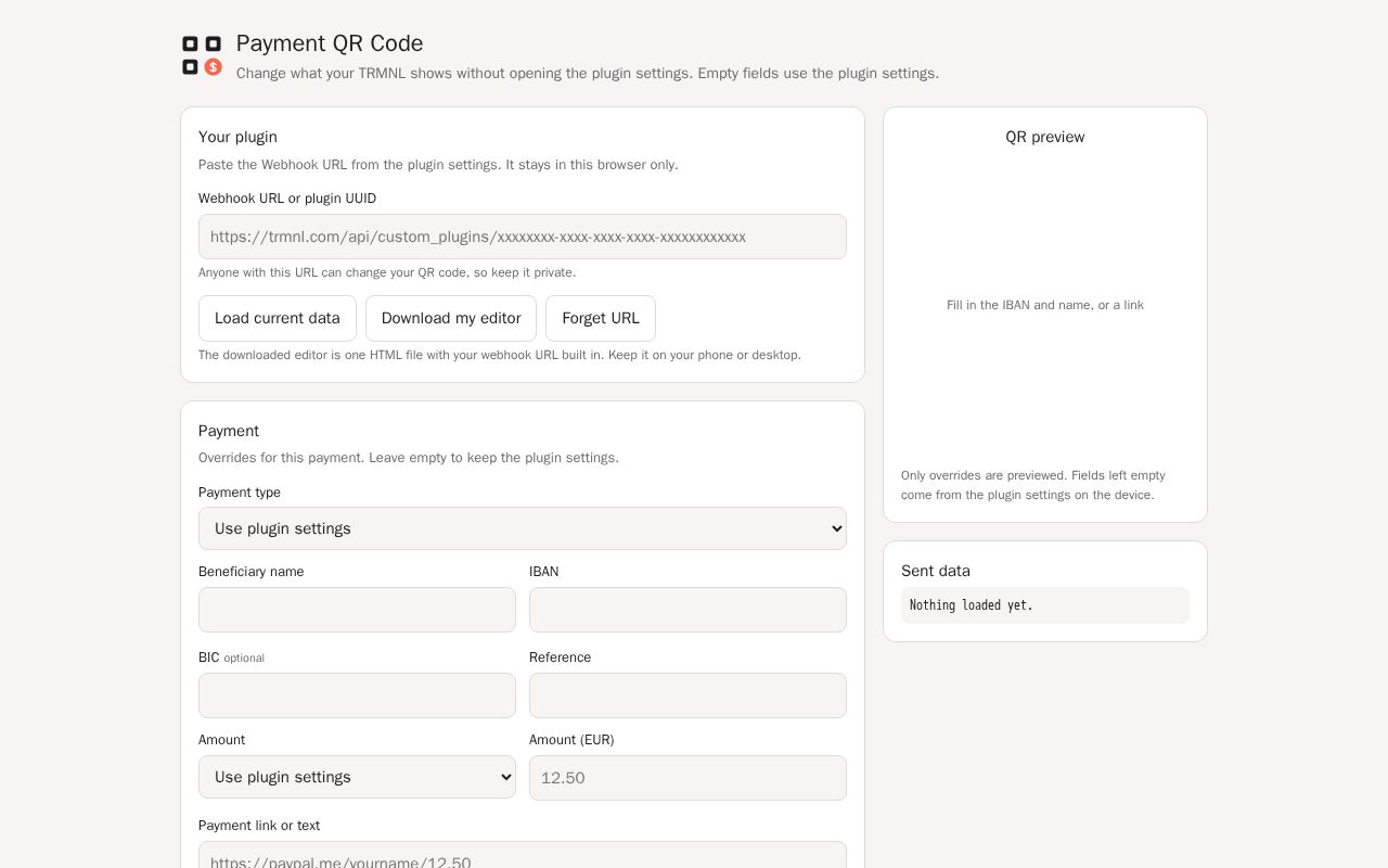 Preview of Trmnl Payment Qr Code Plugin