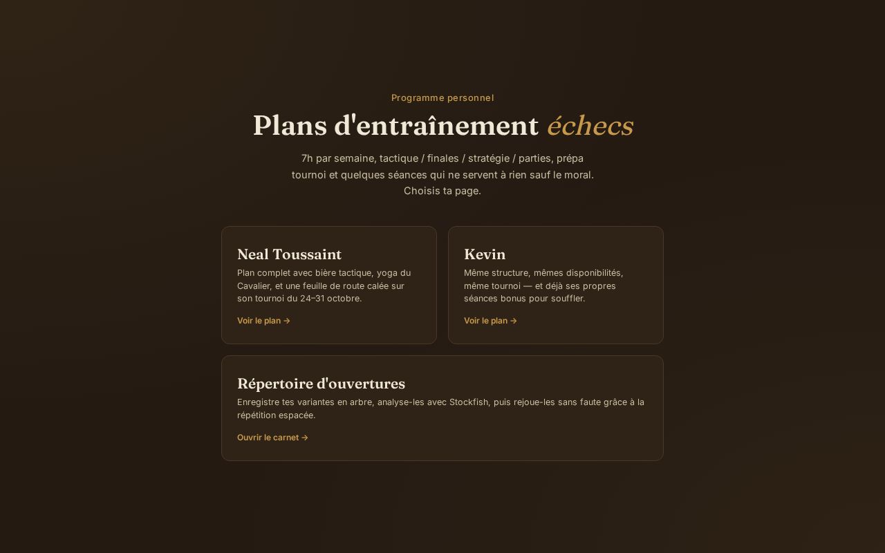 Preview of Planning Echecs