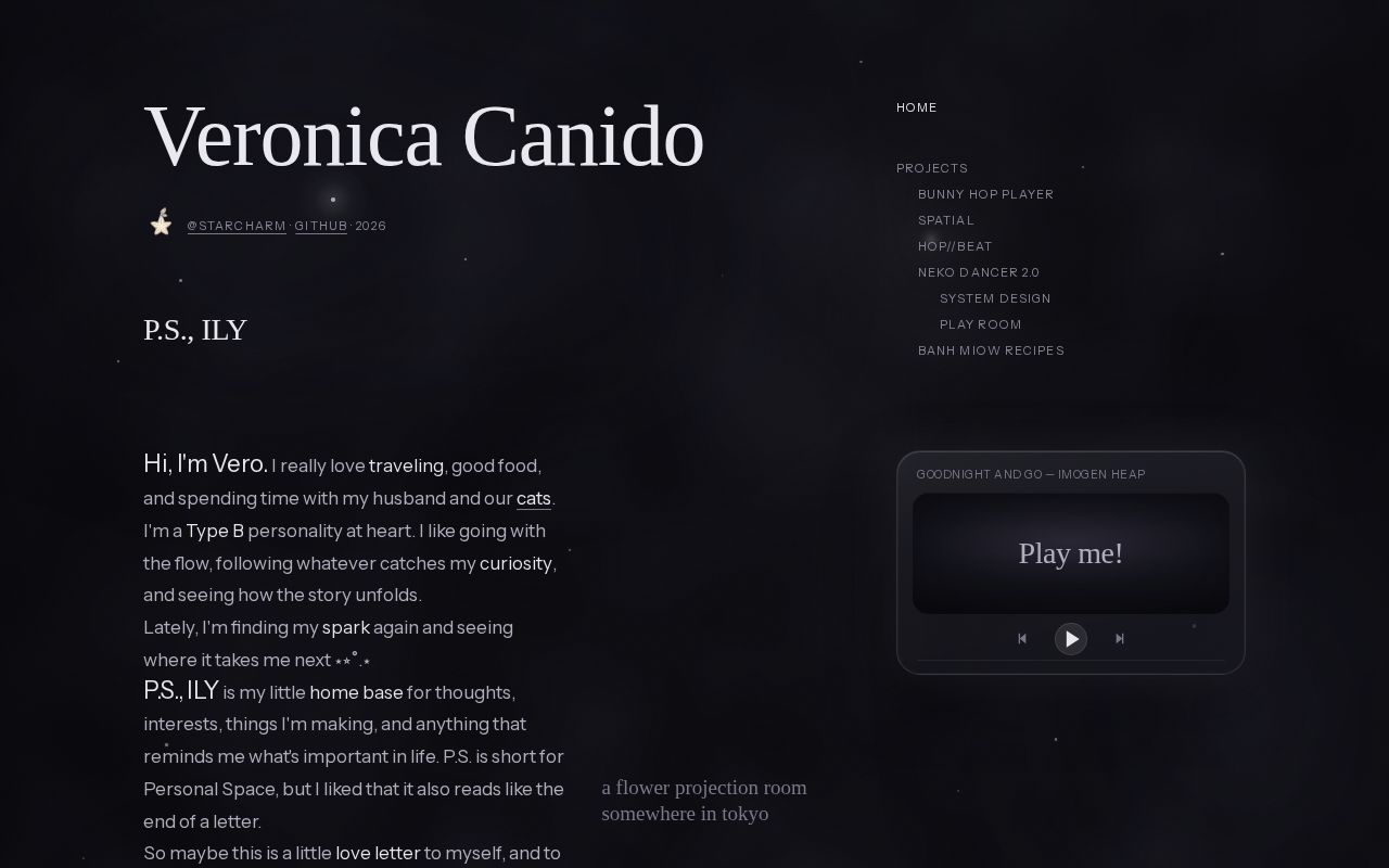 Preview of A personal internet space. Dark, editorial, atmospheric.