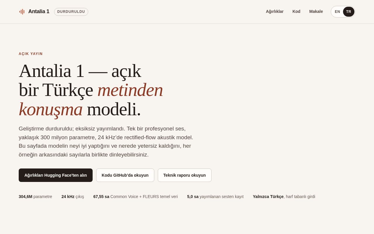 Preview of Antalia 1 — Turkish text-to-speech samples