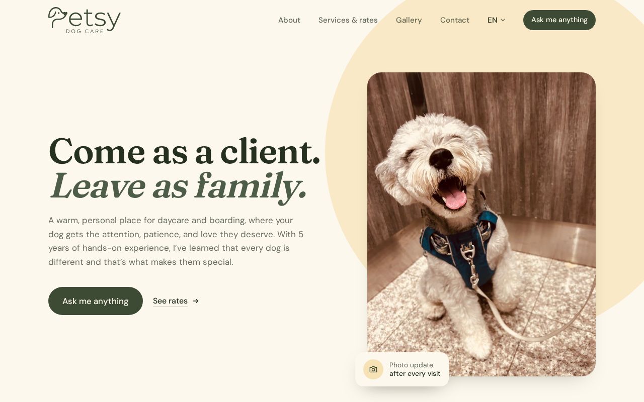 Preview of Website for Petsy dog care