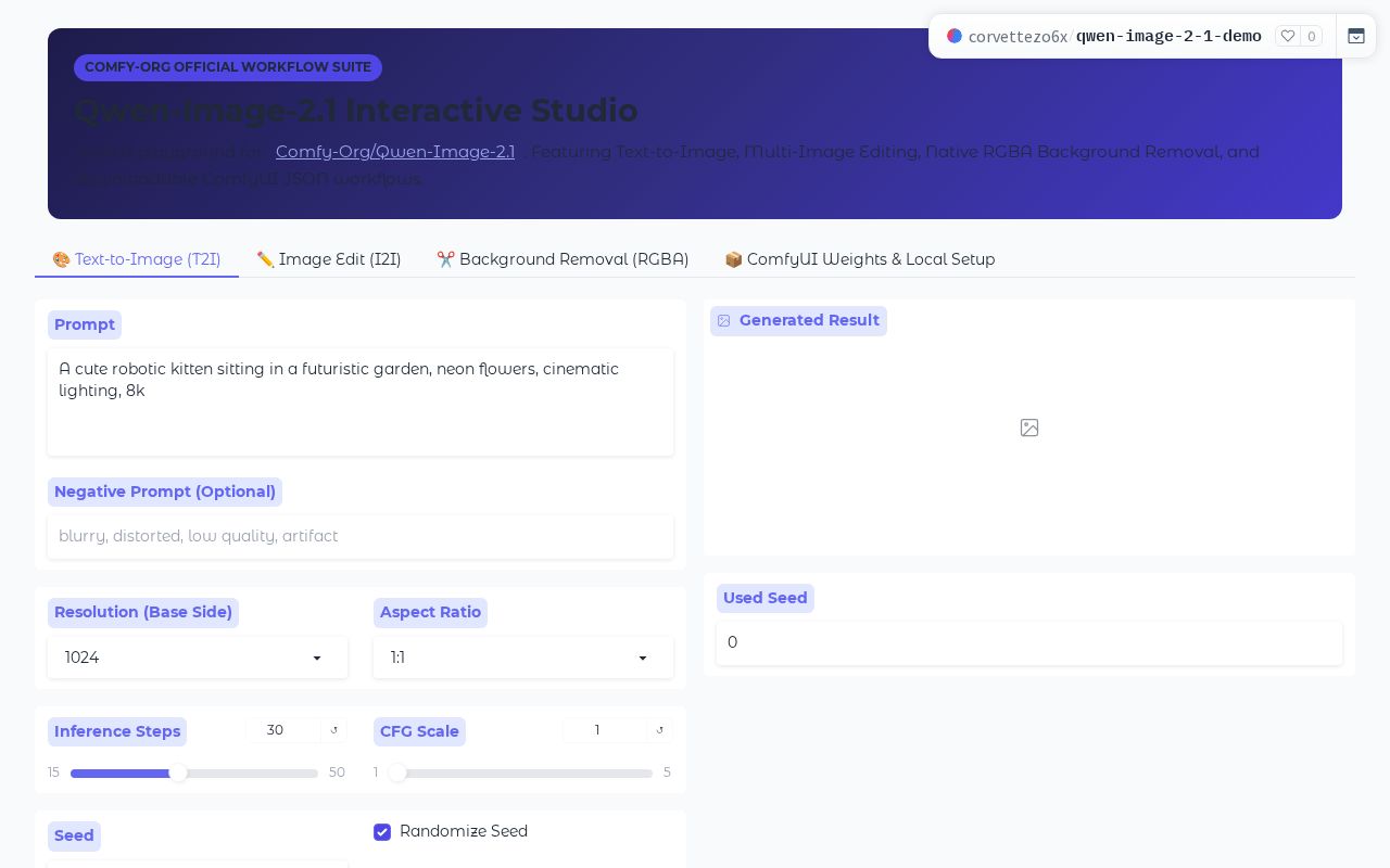 Preview of Comfy-Org Qwen-Image-2.1 Studio