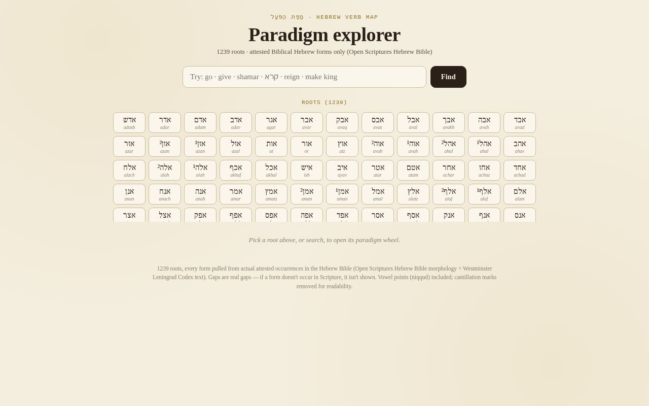 Preview of Hebrew verb map