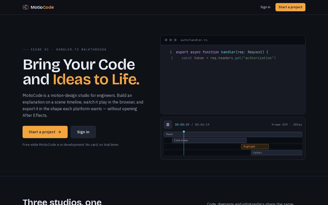 Preview of Motio Code