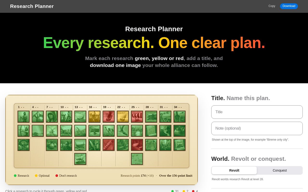 Preview of Grepolis Research Planner