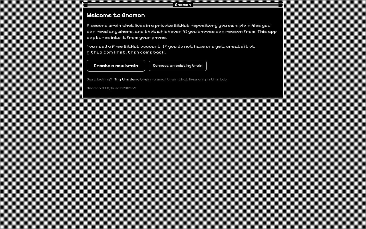 Preview of Gnomon: design docs and brain template for a portable, model-agnostic second brain