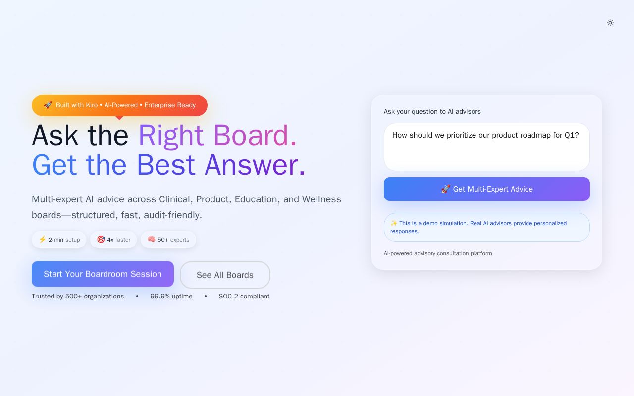Preview of AdvisorBoard: Multi-Expert AI Advisory Panels