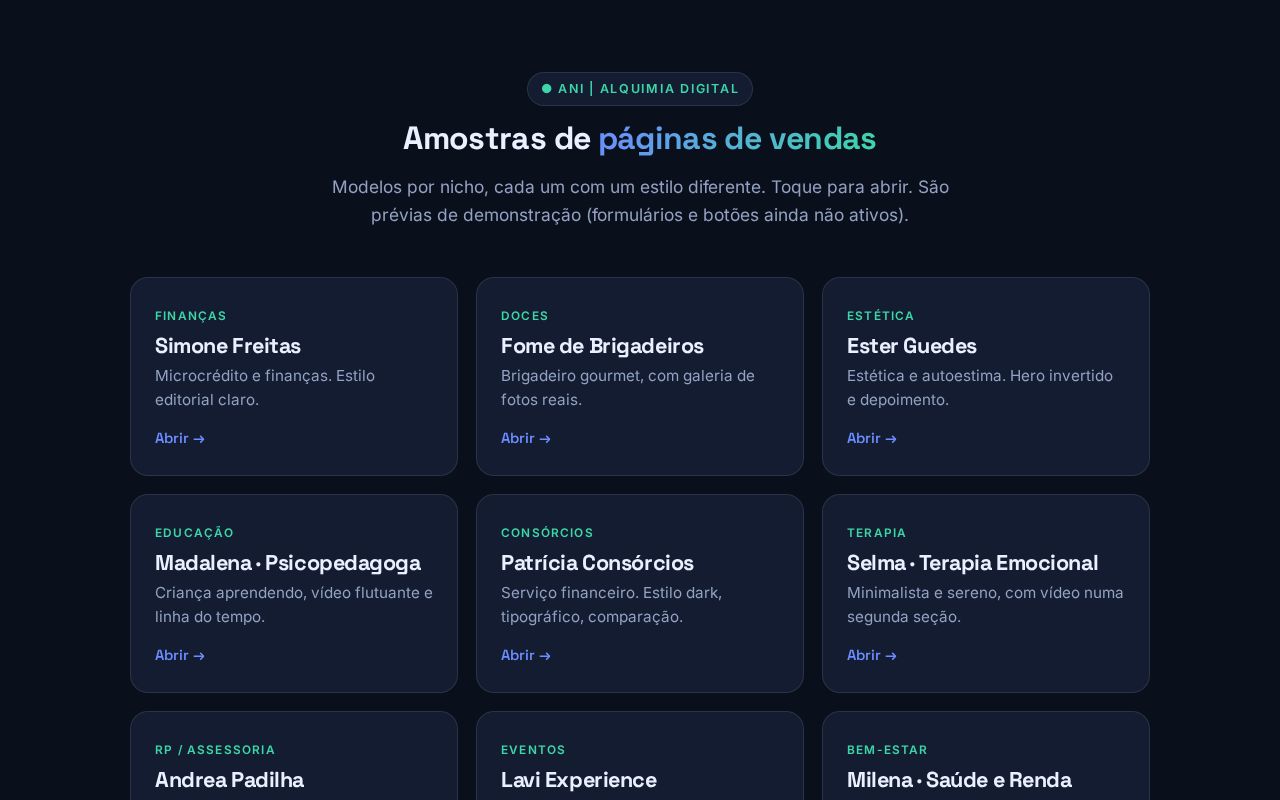 Preview of Amostras Landing
