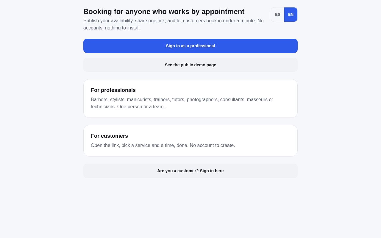 Preview of Booking Platform