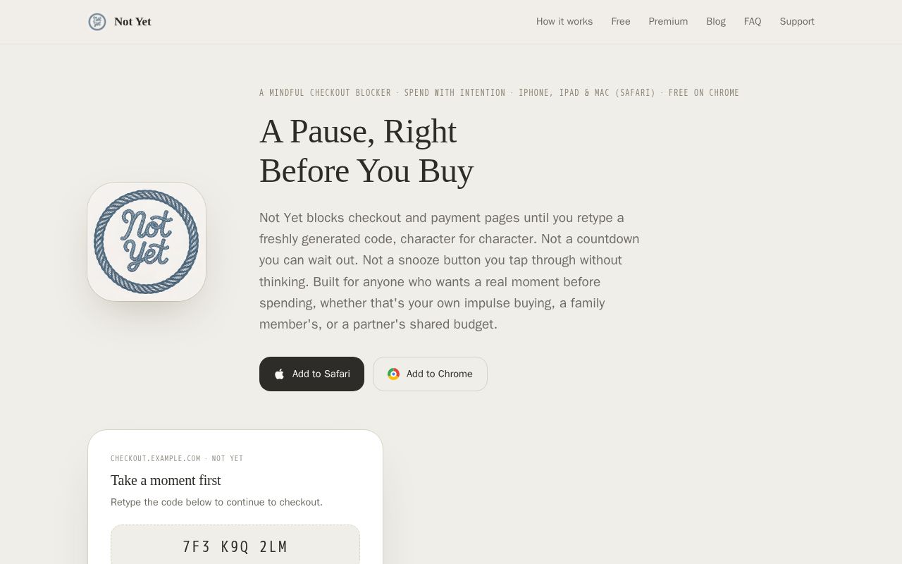 Preview of Privacy policy for Not Yet: Checkout Blocker