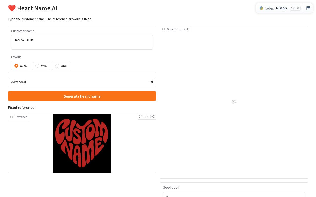 Preview of Heart Name AI