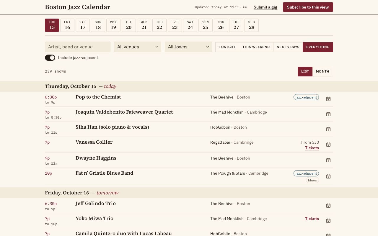 Preview of Jazz Calendar