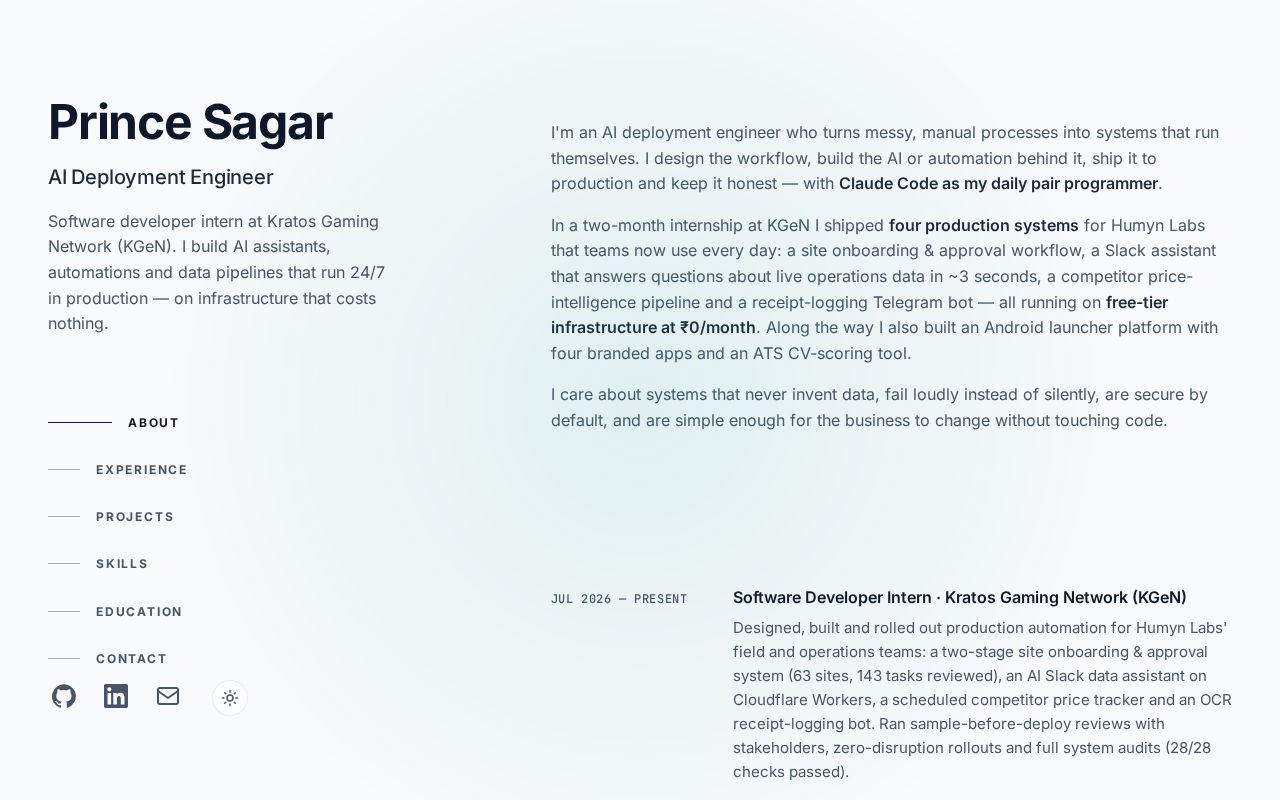 Preview of Personal portfolio — AI Deployment Engineer