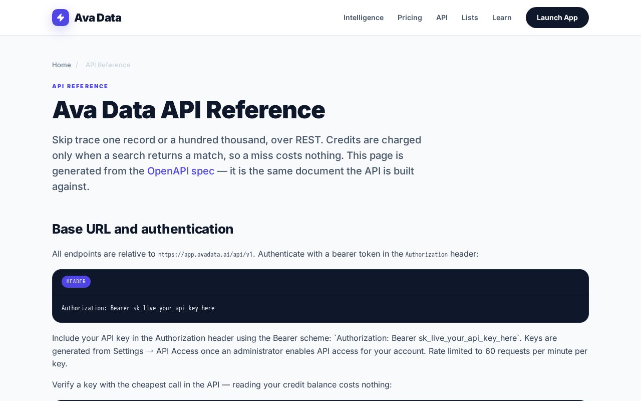 Preview of Skip Tracing Api