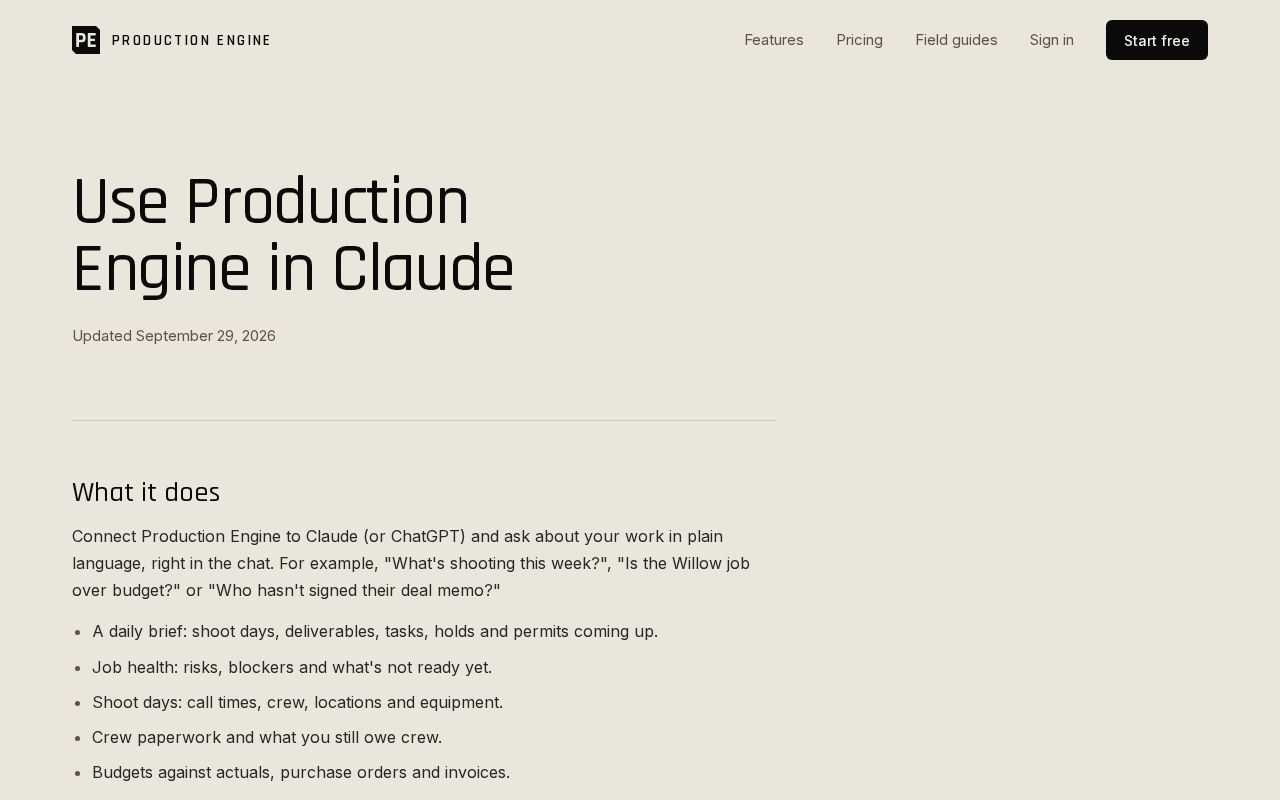 Preview of Production Engine Claude Plugin