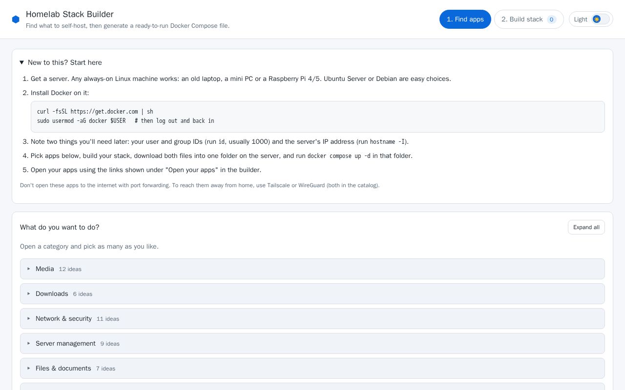 Preview of Homelab Stack Builder