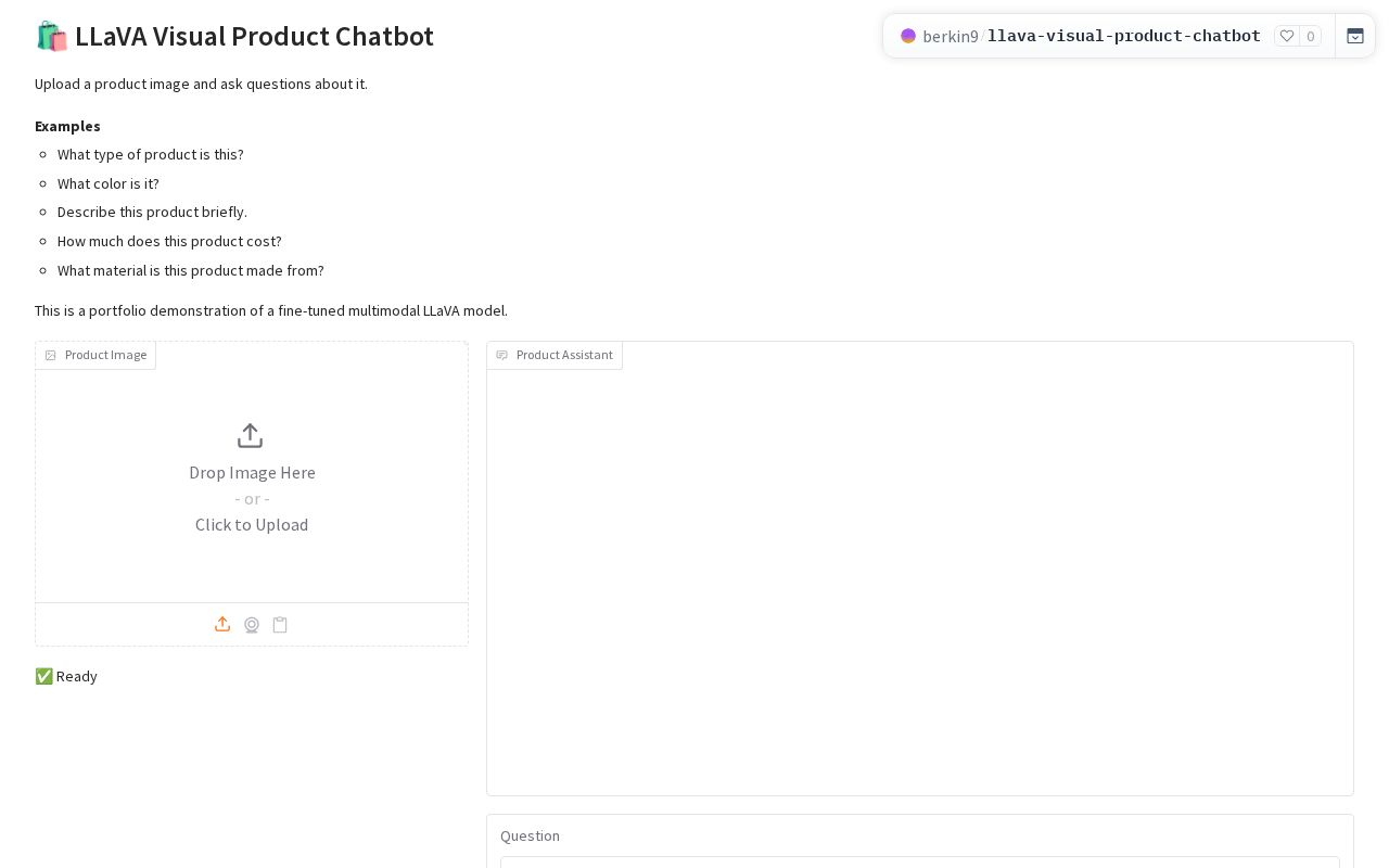 Preview of Llava Visual Product Chatbot