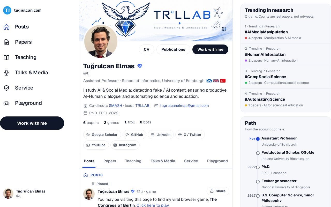 Preview of Twitter Style Academic Page