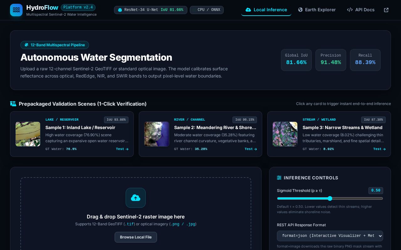 Preview of HydroFlow Water Segmentation Platform