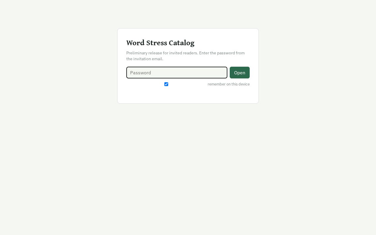 Preview of Word Stress Catalog