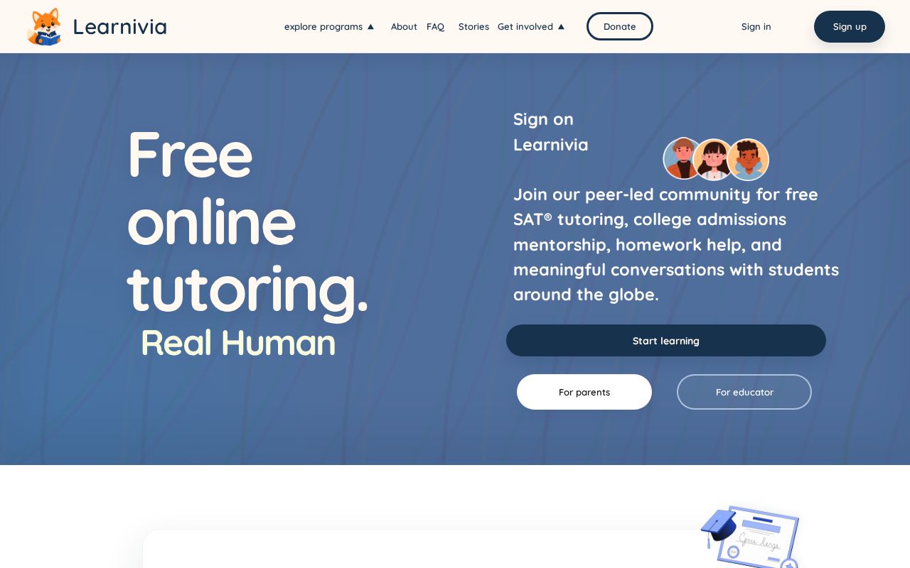 Preview of Learnivia original UI archive