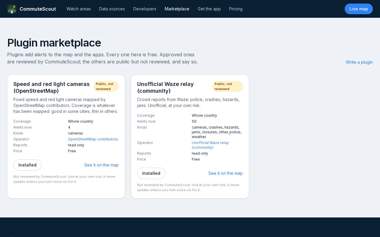 Preview of Commutescout Plugins