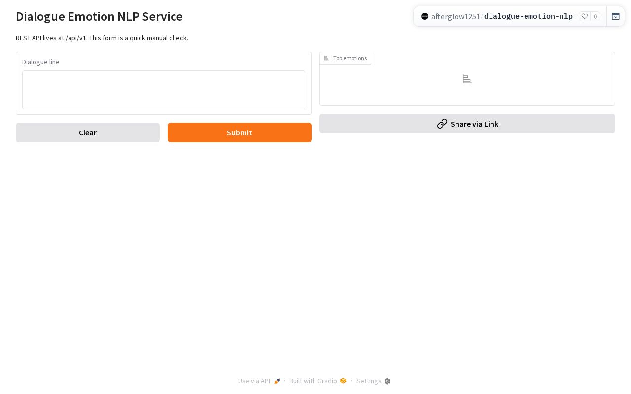 Preview of Dialogue Emotion NLP Service