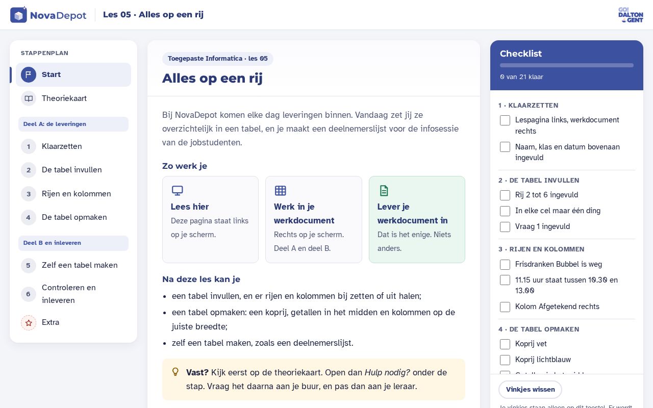 Preview of Tabellen NovaDepot