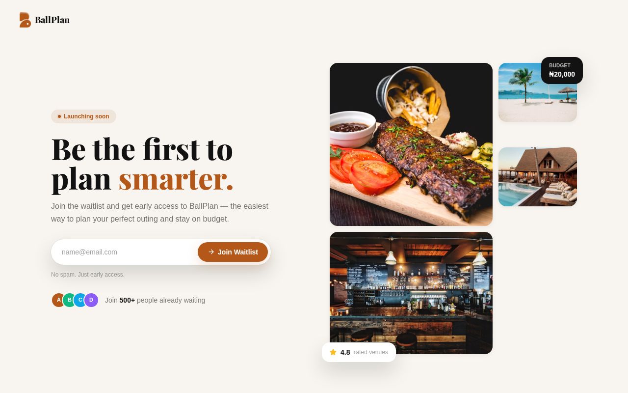 Preview of BallPlan WebApp