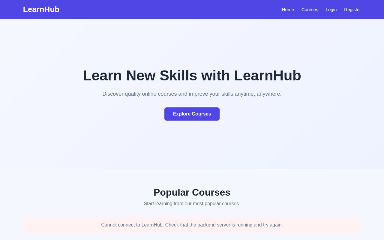 Preview of LearnHub Online Learning Platform