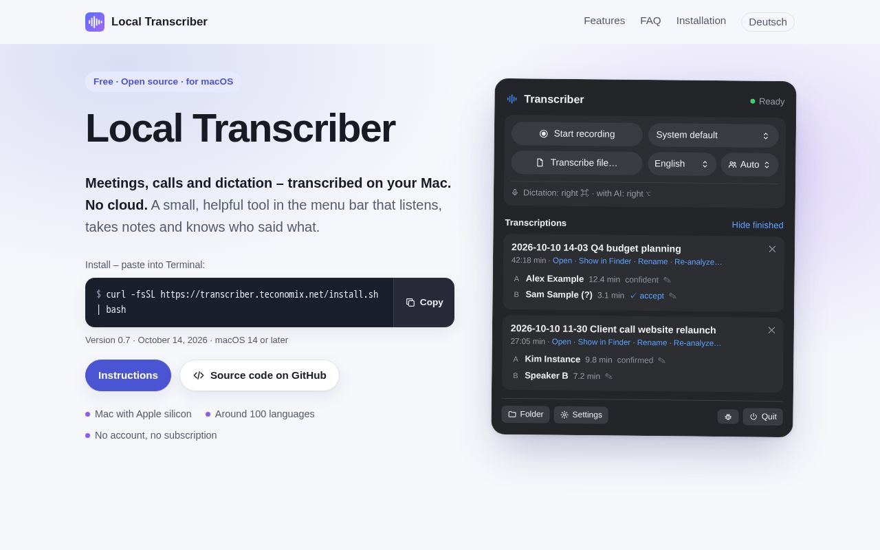Preview of Local Transcriber