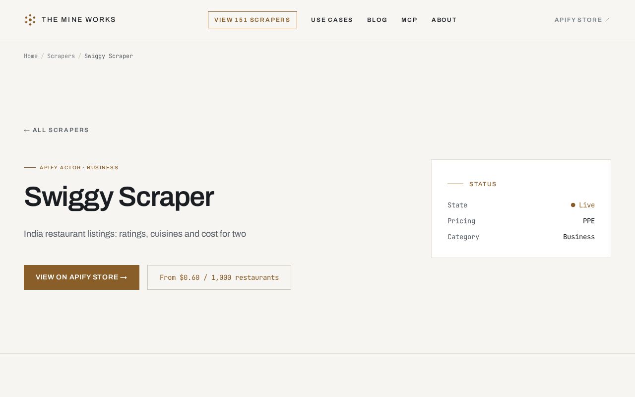 Preview of Swiggy Scraper