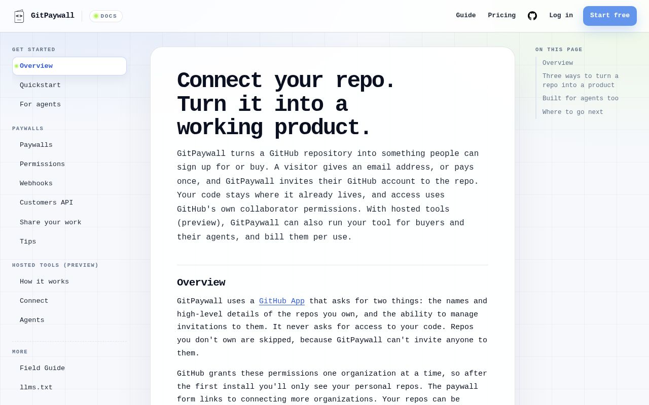 Preview of Gitpaywall Docs