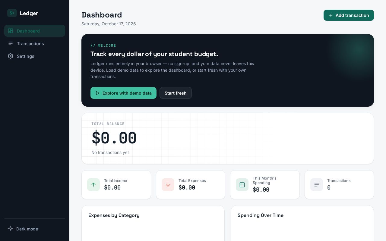 Preview of Ledger Expense Tracker