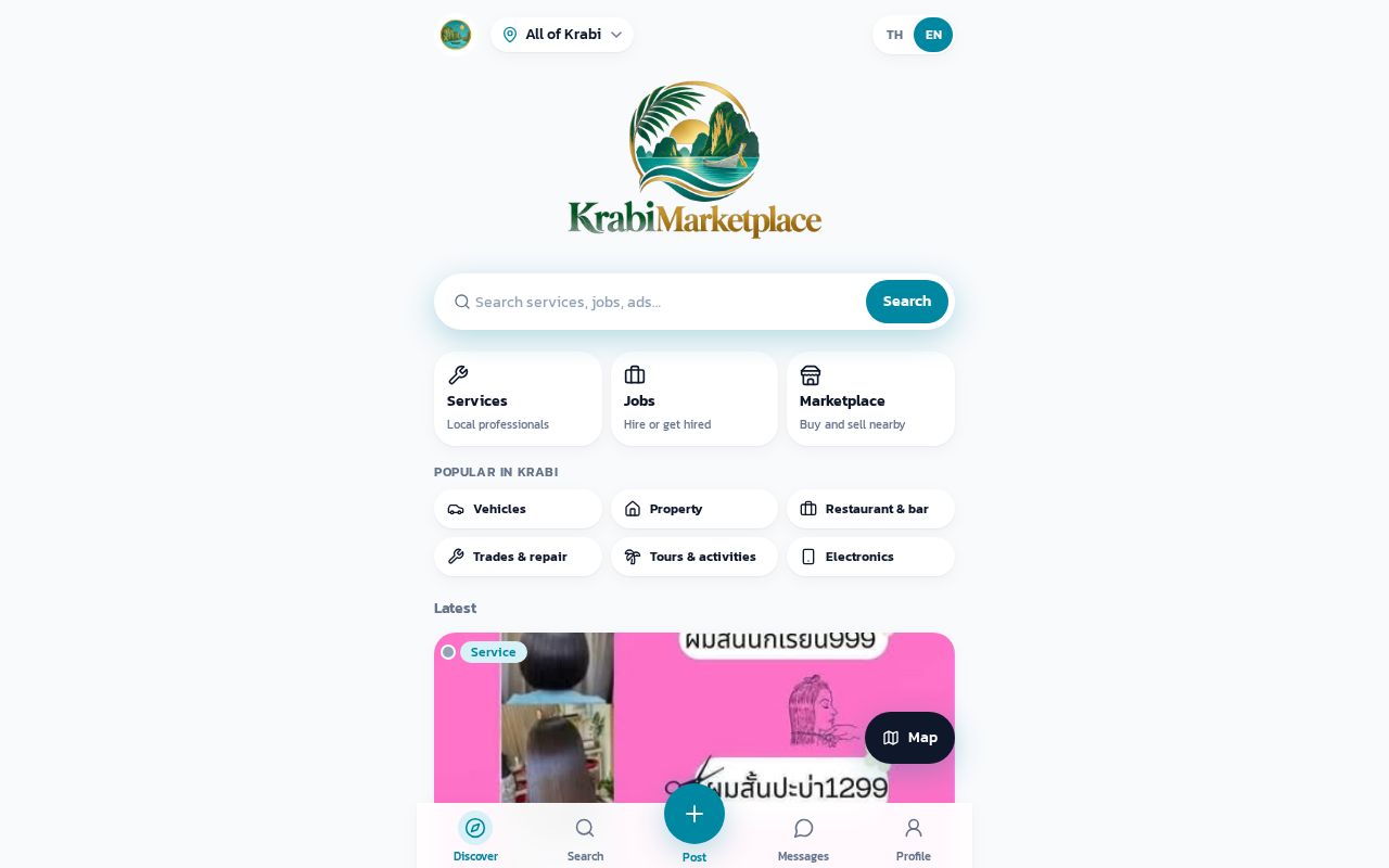 Preview of KrabiConnect — services, jobs and marketplace in Krabi