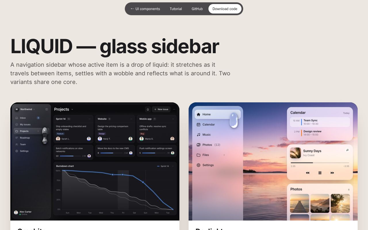 Preview of Domvybe Liquid Glass Sidebar